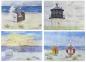 Preview: 15 Postkarten verschiedene Kunstpostkarten  Cuxhaven Sahlenburg Strand Sonnenuntergang Meer Düne Robbe - Aquarell - Rückseite Cuxhaven
